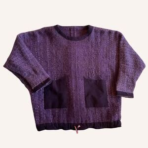 Funky Purple Sweater w/Velvety Pockets + Drawstring L/XL